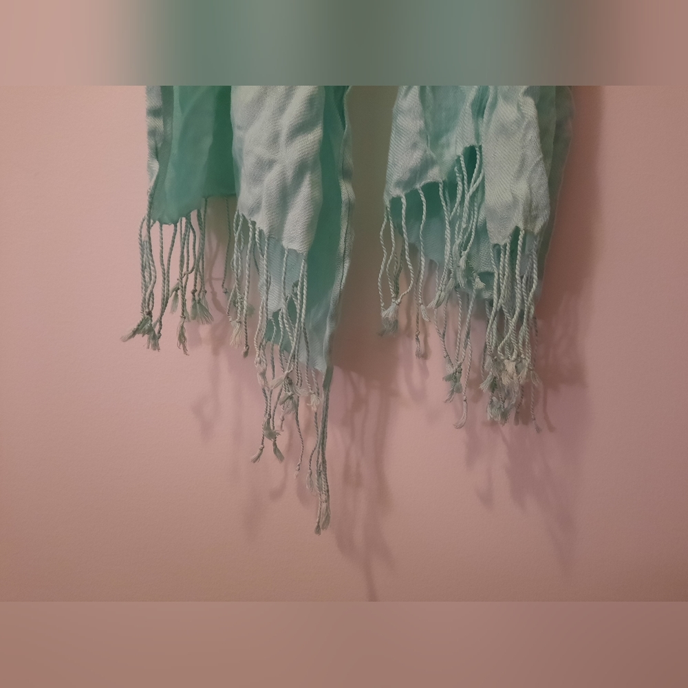 Aqua Scarf With Fringe